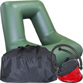 Кресло надувное лодочное КН-60 Зеленое в комплекте с сумкой и насосом К-КН-60-01