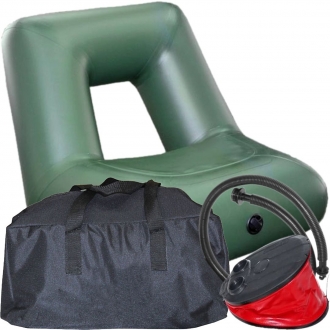 Кресло надувное лодочное КН-75 Зеленое в комплекте с сумкой и насосом К-КН-75-01