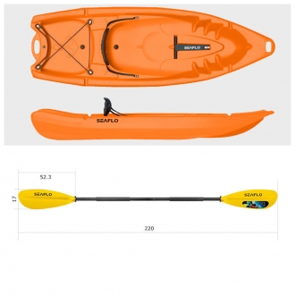 Пластиковый каяк SeaFlo SF-2002-OR, каяк корпусный 1 местный, оранжевый каяк