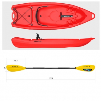 Пластиковый каяк SeaFlo SF-2002-RD, каяк корпусный 1 местный, красный каяк