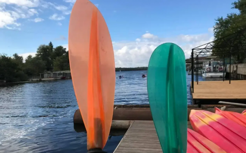 Весло SUP карбоновое прозрачное оранжевое разборное