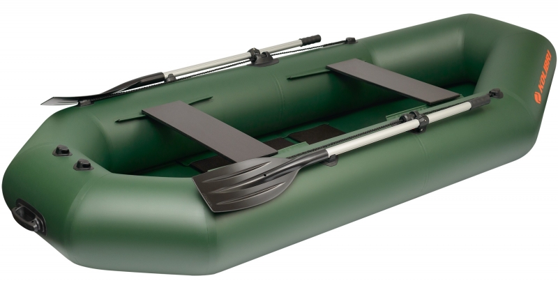 Надувная лодка Колибри К-280T зеленая, слань-коврик