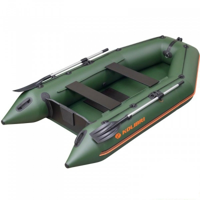 Надувная лодка Колибри КМ-300 зеленая, слань-коврик