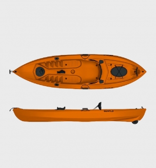 Рыбальский пластиковый каяк SeaFlo SF-1007-ORG, каяк корпусный 1 местный, оранжевый каяк