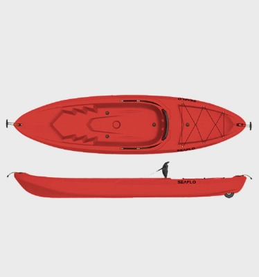 Пластиковый каяк SeaFlo SF-1010-RED, каяк корпусный 1 местный, красный каяк