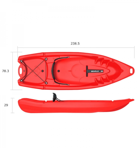 Пластиковый каяк SeaFlo SF-2002-RD, каяк корпусный 1 местный, красный каяк